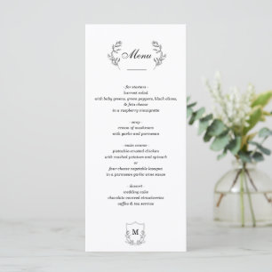 Elegant Black & White Crest Menu