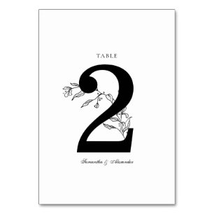 Elegant Black & White Crest Table Number