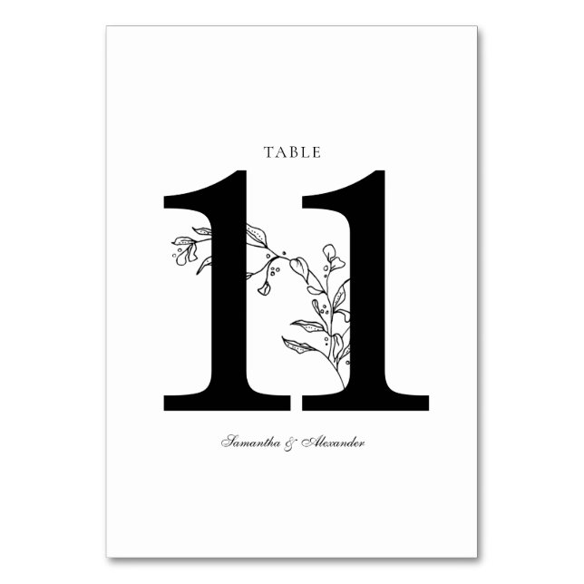 Elegant Black & White Crest Table Number (Front)