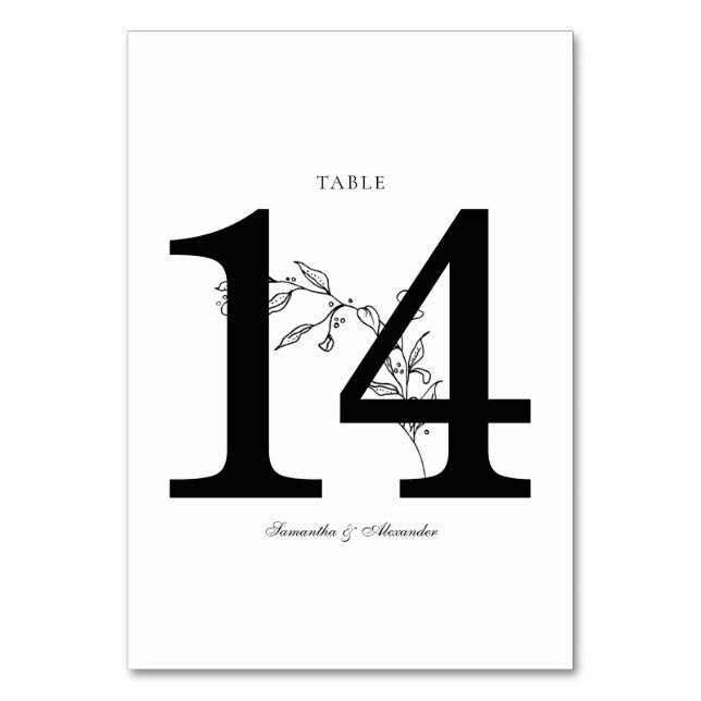 Elegant Black & White Crest Table Number (Front)