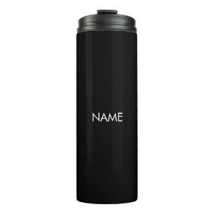 Elegant black white custom name text monogram thermal tumbler