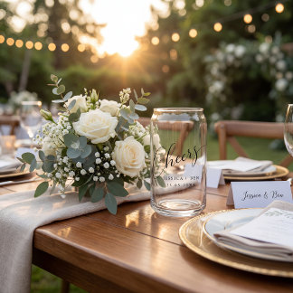 elegant black white custom wedding can Glass 