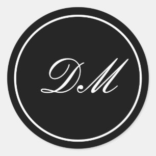 Elegant Black White Customize Monogram Stickers  