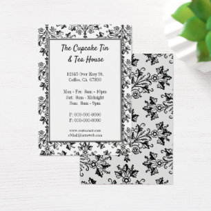 Elegant Black White Damask Pattern Custom Card