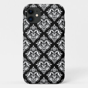 Elegant Black & White Damasks Geometric Pattern iPhone 11 Case