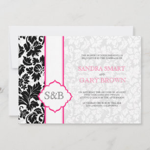 Elegant Black & White Damasks Wedding Invitation