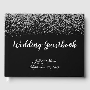 Elegant Black & White Diamond Wedding Guest Book