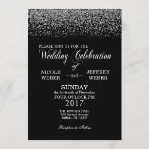 Elegant Black & White Diamond Wedding Invitation
