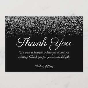 Elegant Black & White Diamond Wedding Thank You Card