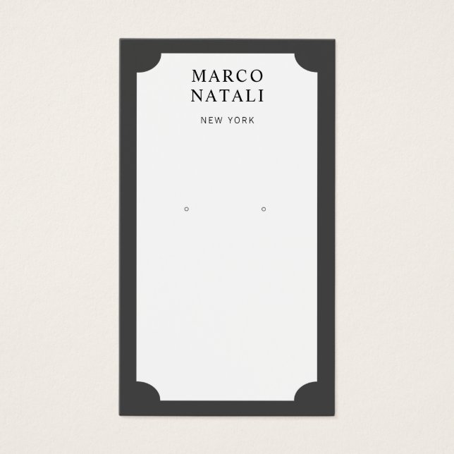 Elegant Black White Earring Display Card (Front)