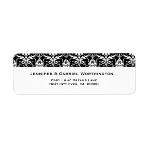 Elegant Black White Feather Damask Wedding