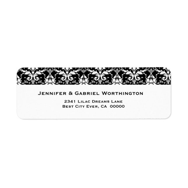 Elegant Black White Feather Damask Wedding (Front)