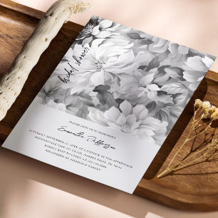 Elegant Black & White Floral Bridal Shower Invitation