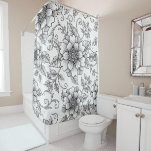Elegant Black White Floral Line Art Pattern (7)