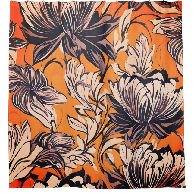 Elegant Black & White Floral Pattern on Mustard Go (Front)