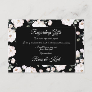 Elegant Black White Floral Pattern Wedding Enclosure Card
