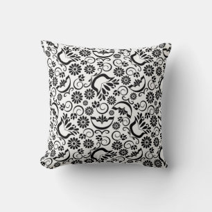 Elegant black white floral Pillow