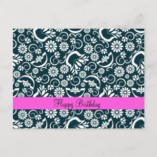 Elegant black white floral Postcard