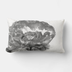 Elegant black white floral watercolor painting lumbar pillow