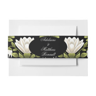 Elegant Black & White Floral Wedding: Calligraphy  Invitation Belly Band