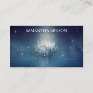 Elegant Black & white Flower Logo Yoga Business Ca Business Card