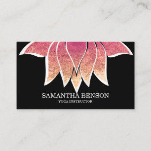 Elegant Black & white Flower Logo Yoga Business Ca Business Card