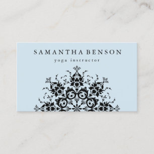 Elegant Black & white Flower Logo Yoga Business Card