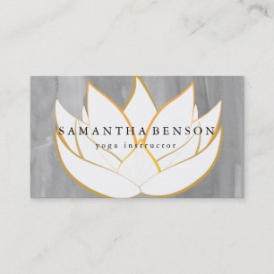 Elegant Black & white Flower Logo Yoga Business Card