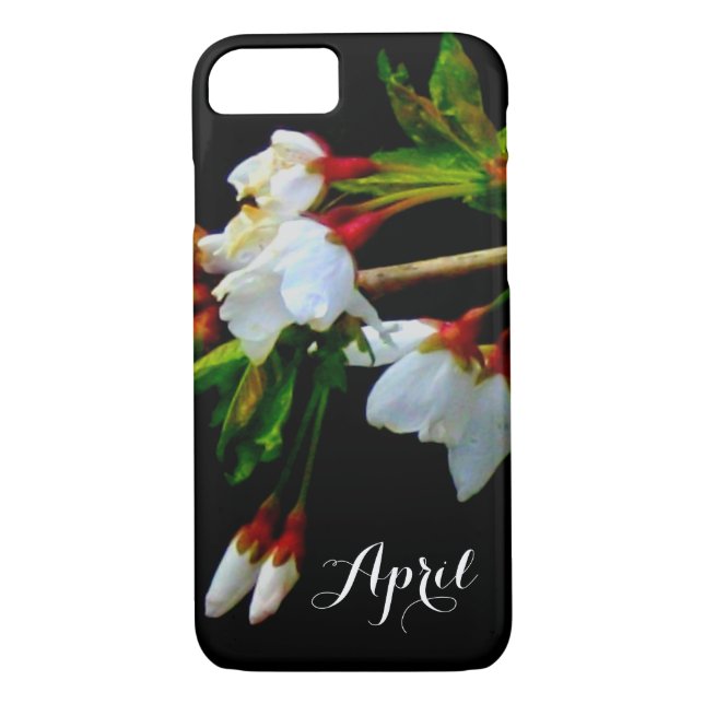 Elegant Black White flowering white Blossom Case-Mate iPhone Case (Back)