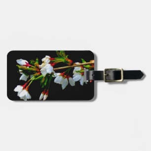Elegant Black White flowering white Blossom Luggage Tag