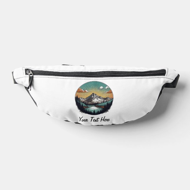 Elegant black white Forest Camping Trip Custom Fanny Pack (Lay Down)