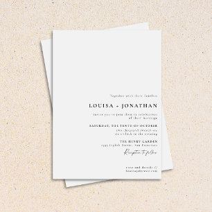 Elegant Black White Formal Script Minimal Wedding Invitation