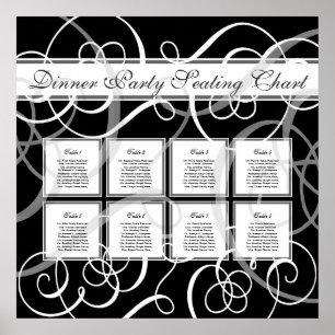 Elegant Black White Formal Wedding Seating Chart