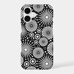 Elegant Black White Geometric Flowers Starburst