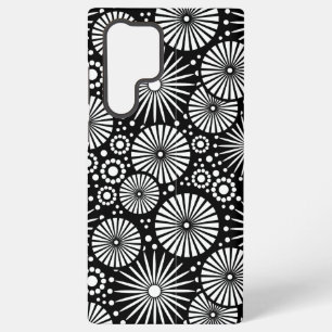Elegant Black White Geometric Flowers Starburst Samsung Galaxy Case