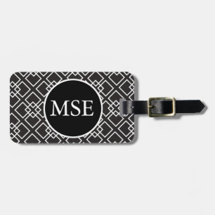 Elegant Black White Geometric Pattern Luggage Tag