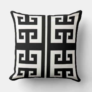 Elegant Black & White Geometric Pattern Throw Pillow
