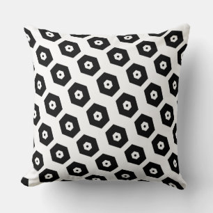 Elegant Black White Geometric Pattern Throw Pillow