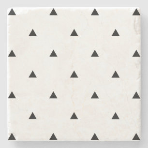 Elegant black white geometric pattern triangles stone coaster