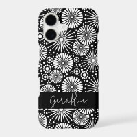 Elegant Black White Geometric Starburst Name 