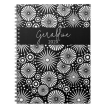 Elegant Black White Geometric Starburst Name 
