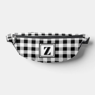 Elegant black white gingham customizable monogram  fanny pack