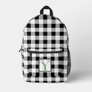 Elegant black white gingham monogram letter Y Printed Backpack