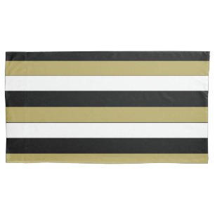Elegant Black White Gold Brown Stripes Pattern Pillowcase