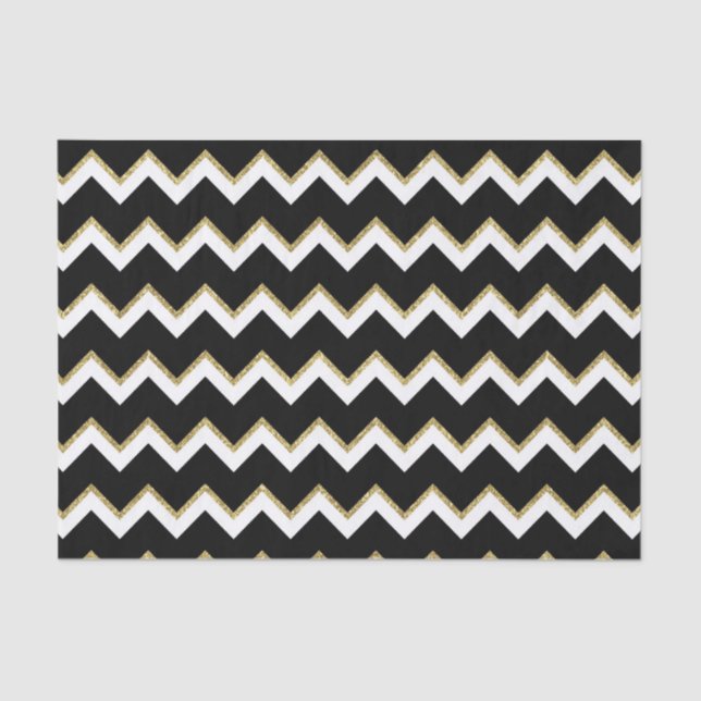 elegant black white gold chevron tissue tissue paper (Front)