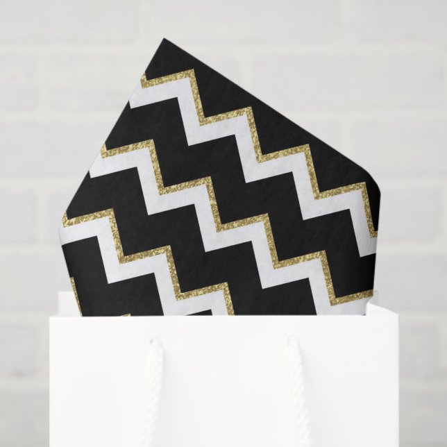 elegant black white gold chevron tissue tissue paper (Gift Bag)
