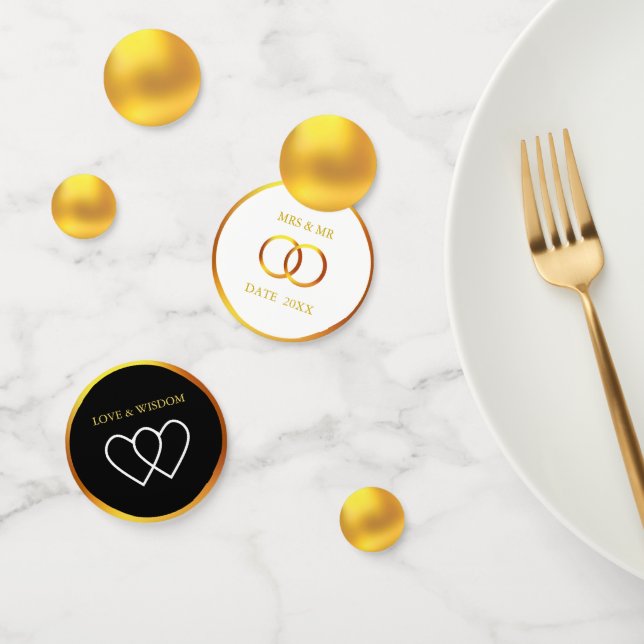 Elegant Black  White & Gold Confetti (Group)