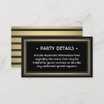 Elegant Black, White & Gold Faux Foil Details Enclosure Card<br><div class="desc">Compliment black and gold party invitations and provide important information to guests with elegant matching enclosure cards. All wording on this template is simple to customize for any occasion. This card includes the celebration details of your choice such as directions, website, special requests, accommodations, reception, rsvp, etc. The design features...</div>
