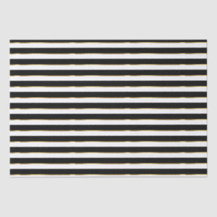 Elegant Black White Gold Horizontal Stripe   Tissue Paper