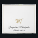 Elegant Black White & Gold Monogram Names Newlywed Duvet Cover<br><div class="desc">Chic and Elegant Black White & Gold Monogram Names Newlywed Duvet Cover. Personalized stylish white and gold monogrammed duvet cover. Elegant classic script for the initial, the names of the bride and groom and the wedding date on a simple chic white background. Perfect gift for newly weds, or beautiful for...</div>